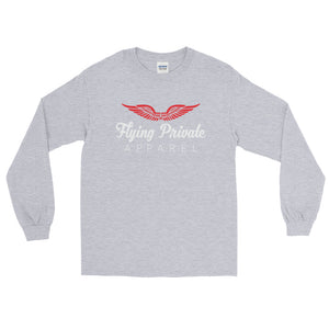 Long Sleeve Red Tee-Flying Private Apparel