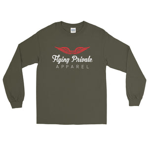 Long Sleeve Red Tee-Flying Private Apparel